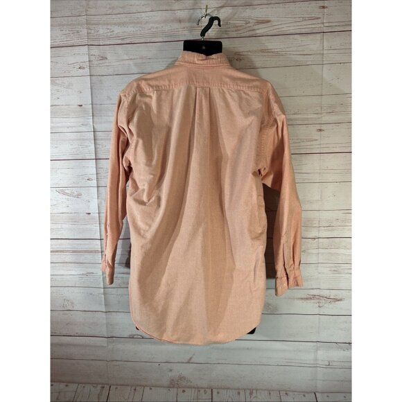 T. Harris London Button Down Shirt Mens Size medium Orange Long Sleeve 1 Pocket - Picture 3 of 7